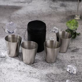 5-piece Set, 30ml Stainless Steel Cup Plus Cup Sleeve -304 Stainless Steel, Durable And Stackable, Suitable For Travel, Camping, Outdoor Shot Gla (Option: 5piece set)
