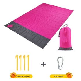 2x2.1m Waterproof Pocket Beach Blanket Folding Camping Mat Mattress Portable Lightweight Mat Outdoor Picnic Mat Sand Beach Mat (Color: rose red, size: 200x210cm)