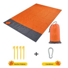 2x2.1m Waterproof Pocket Beach Blanket Folding Camping Mat Mattress Portable Lightweight Mat Outdoor Picnic Mat Sand Beach Mat (Color: Orange, size: 140x200cm)