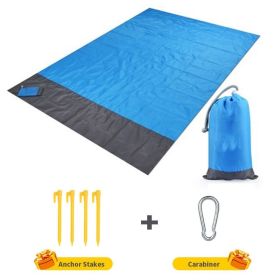 2x2.1m Waterproof Pocket Beach Blanket Folding Camping Mat Mattress Portable Lightweight Mat Outdoor Picnic Mat Sand Beach Mat (Color: Blue, size: 200x210cm)