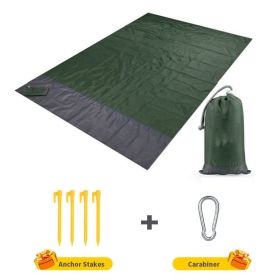 2x2.1m Waterproof Pocket Beach Blanket Folding Camping Mat Mattress Portable Lightweight Mat Outdoor Picnic Mat Sand Beach Mat (Color: Army Green, size: 140x200cm)
