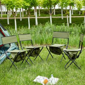 4-piece Folding Outdoor Chair with Storage Bag, Portable Chair for indoor, Outdoor Camping, Picnics and Fishing,Green (Color: as Pic)
