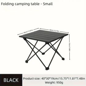 Portable folding aluminum table for outdoor picnics, camping and barbecues.This is a simple and laid back aluminum table available in large (size: small)